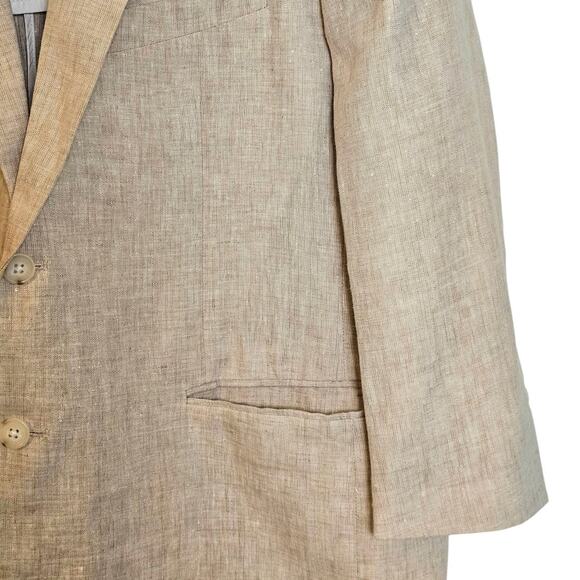 Peter Blair Light Tan Khaki Linen Preppy Blazer Jacket - Picture 4 of 7